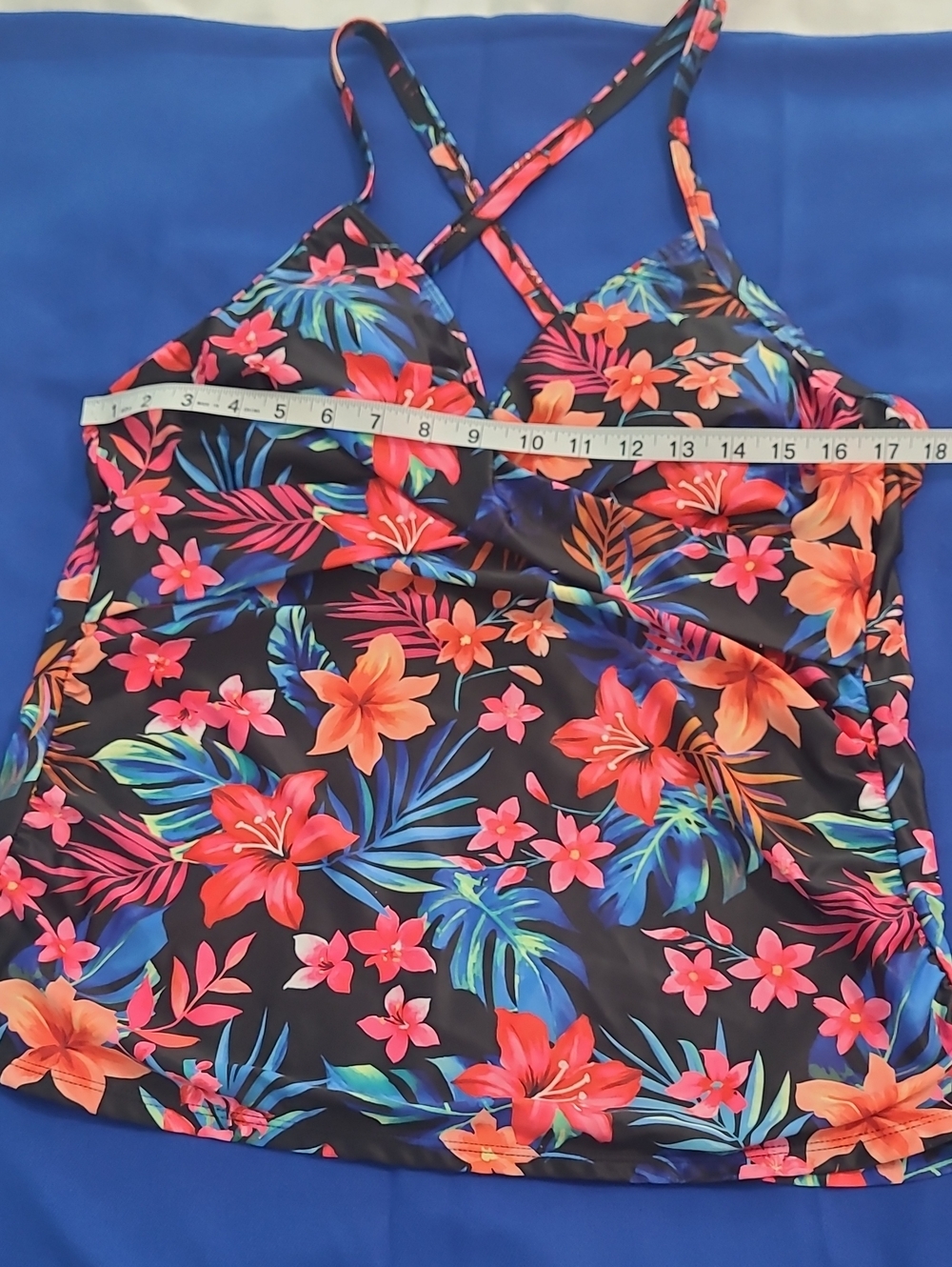 Swim Tankini Top Floral Twist Front Multicolored - Picture 2 of 10